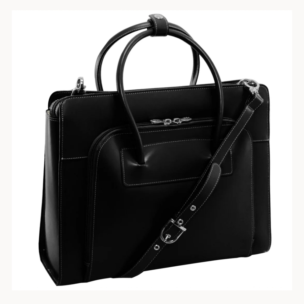 Black Leather Laptop Tote